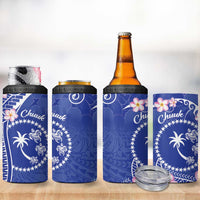 FSM Chuuk Constitution Day 4 in 1 Can Cooler Tumbler Frangipani Flowers Polynesian Curves Style