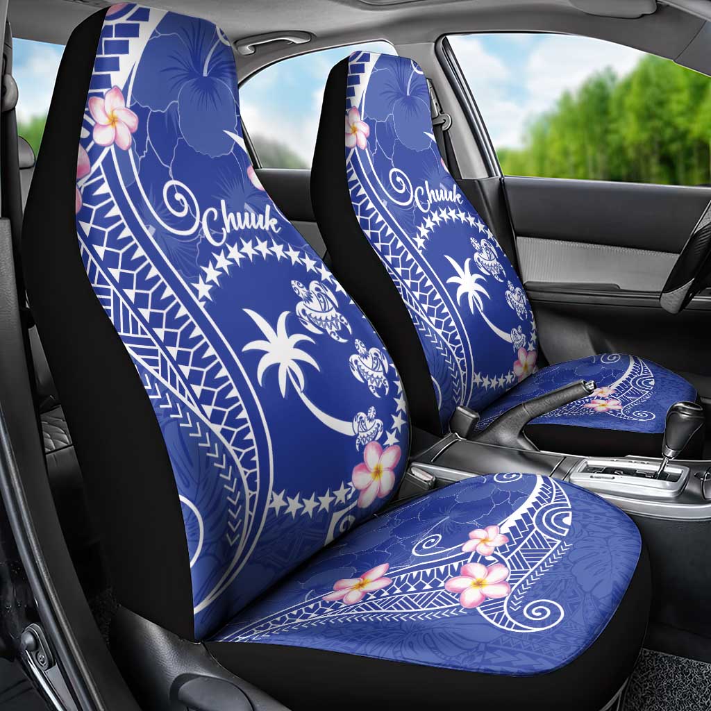 FSM Chuuk Constitution Day Car Seat Cover Frangipani Flowers Polynesian Curves Style