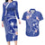 FSM Chuuk Constitution Day Couples Matching Long Sleeve Bodycon Dress and Hawaiian Shirt Frangipani Flowers Polynesian Curves Style