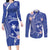 FSM Chuuk Constitution Day Couples Matching Long Sleeve Bodycon Dress and Long Sleeve Button Shirt Frangipani Flowers Polynesian Curves Style