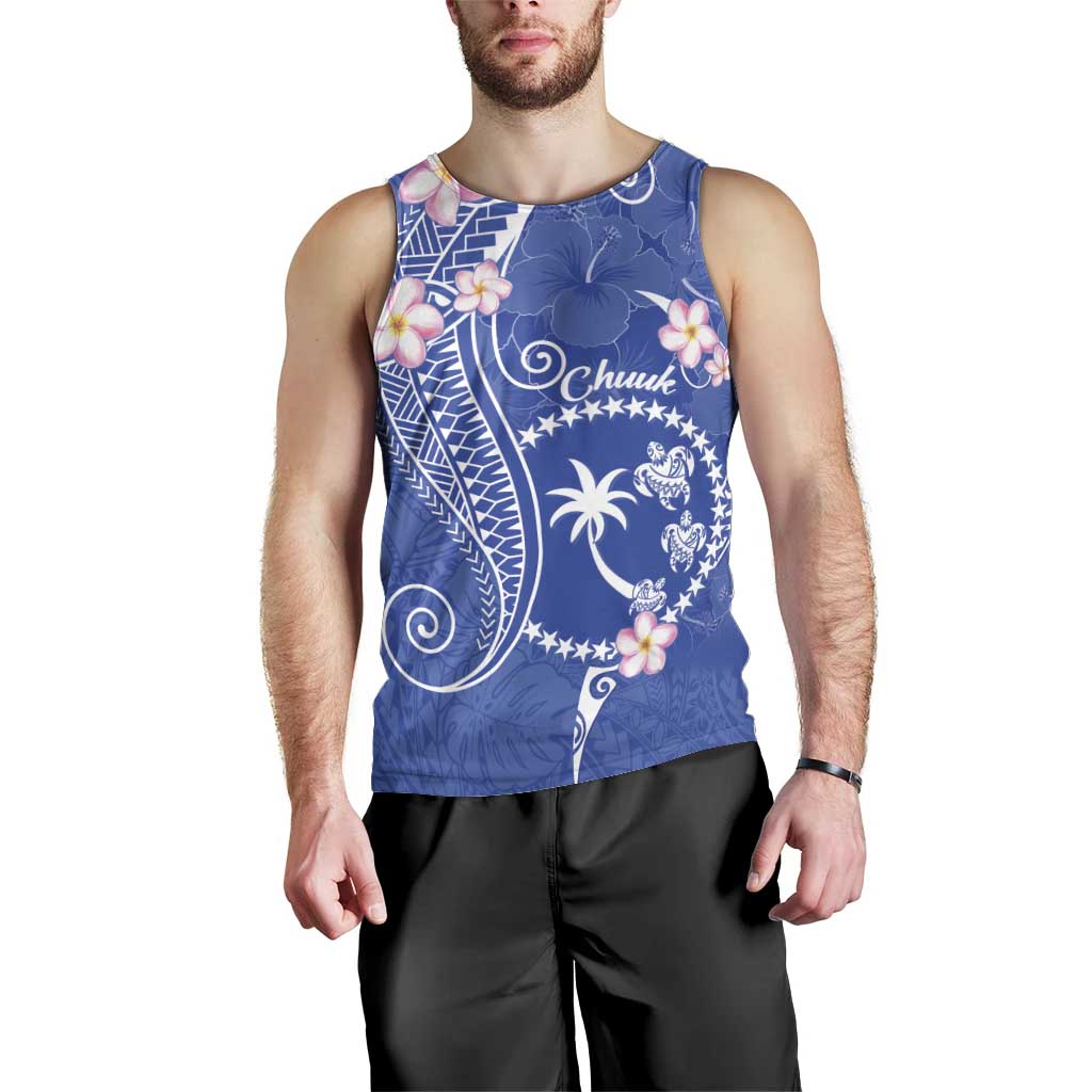 FSM Chuuk Constitution Day Men Tank Top Frangipani Flowers Polynesian Curves Style