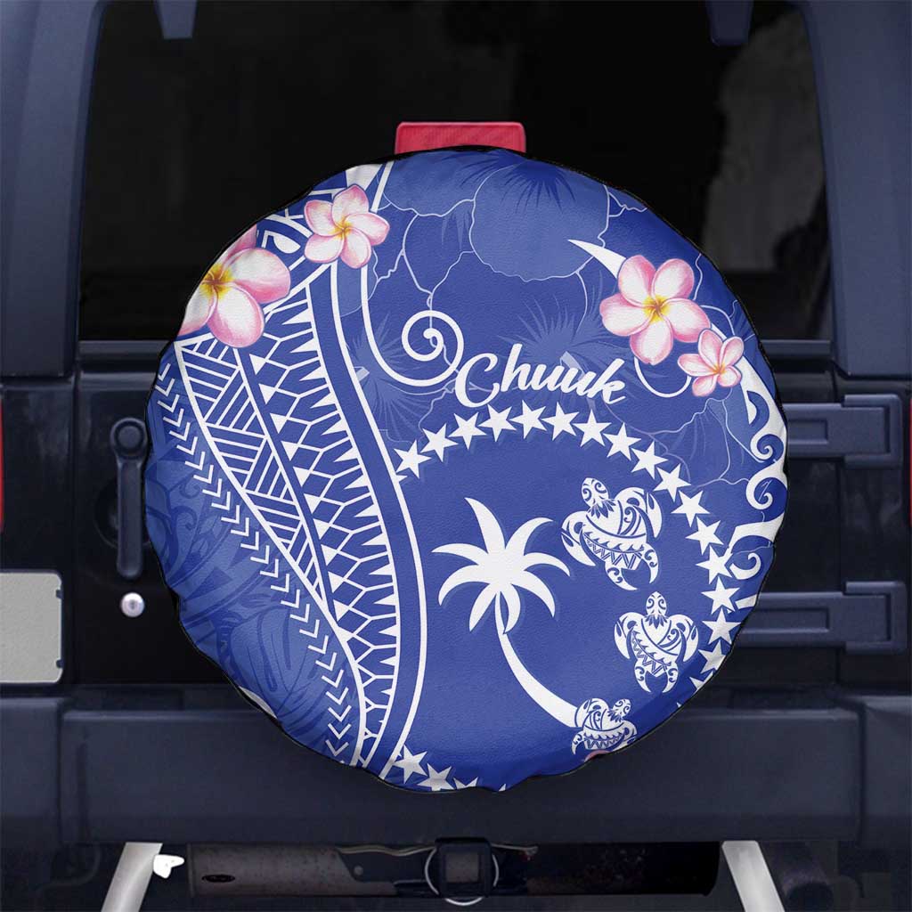 FSM Chuuk Constitution Day Spare Tire Cover Frangipani Flowers Polynesian Curves Style