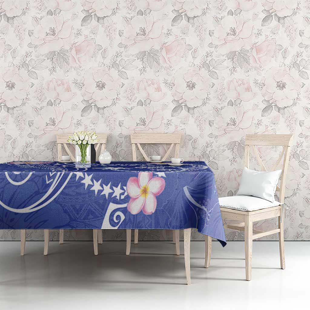 FSM Chuuk Constitution Day Tablecloth Frangipani Flowers Polynesian Curves Style