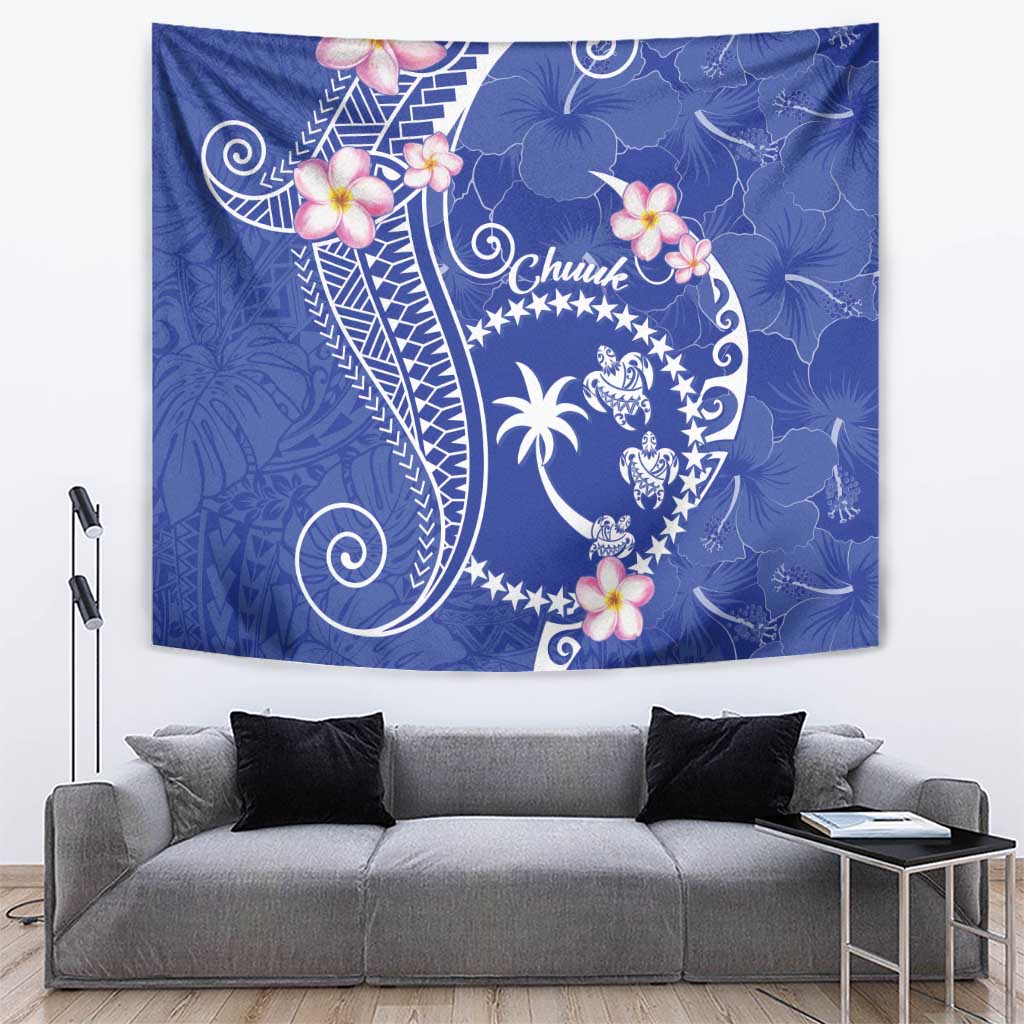 FSM Chuuk Constitution Day Tapestry Frangipani Flowers Polynesian Curves Style