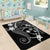 FSM Chuuk Area Rug Turtle Tropical Flowers Polynesian - Black