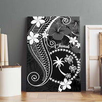 FSM Chuuk Canvas Wall Art Turtle Tropical Flowers Polynesian - Black