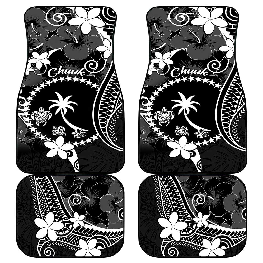 FSM Chuuk Car Mats Turtle Tropical Flowers Polynesian - Black