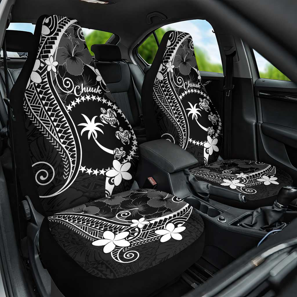 FSM Chuuk Car Seat Cover Turtle Tropical Flowers Polynesian - Black