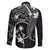 FSM Chuuk Family Matching Off The Shoulder Long Sleeve Dress and Hawaiian Shirt Turtle Tropical Flowers Polynesian - Black