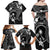 FSM Chuuk Family Matching Off Shoulder Maxi Dress and Hawaiian Shirt Turtle Tropical Flowers Polynesian - Black