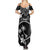 FSM Chuuk Family Matching Summer Maxi Dress and Hawaiian Shirt Turtle Tropical Flowers Polynesian - Black