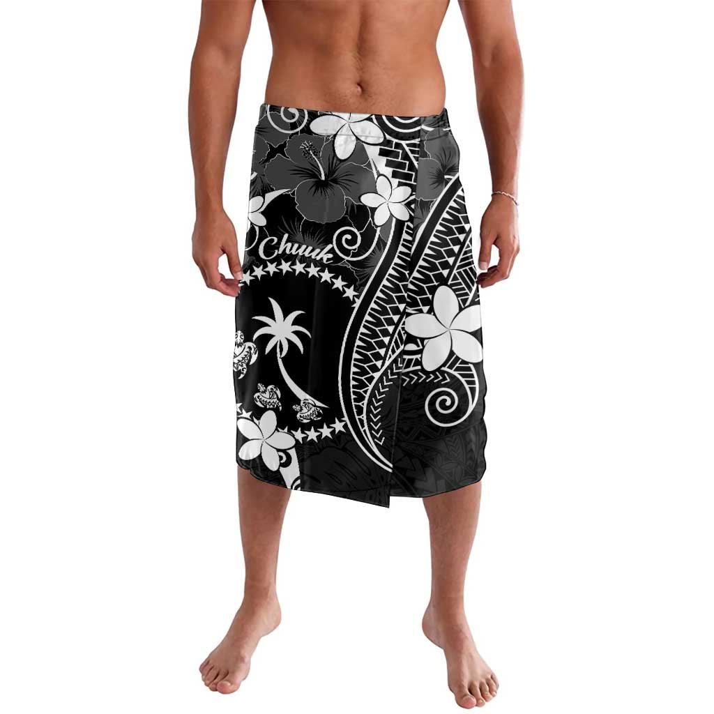 FSM Chuuk Lavalava Turtle Tropical Flowers Polynesian - Black