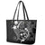 FSM Chuuk Leather Tote Bag Turtle Tropical Flowers Polynesian - Black