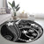 FSM Chuuk Round Carpet Turtle Tropical Flowers Polynesian - Black