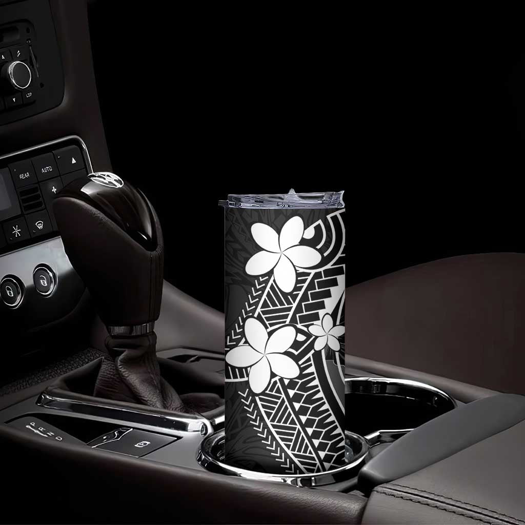 FSM Chuuk Skinny Tumbler Turtle Tropical Flowers Polynesian - Black