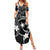 FSM Chuuk Summer Maxi Dress Turtle Tropical Flowers Polynesian - Black