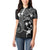 FSM Chuuk Women Polo Shirt Turtle Tropical Flowers Polynesian - Black