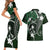 FSM Chuuk Couples Matching Short Sleeve Bodycon Dress and Hawaiian Shirt Turtle Tropical Flowers Polynesian - Green