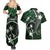 FSM Chuuk Couples Matching Summer Maxi Dress and Hawaiian Shirt Turtle Tropical Flowers Polynesian - Green