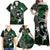 FSM Chuuk Family Matching Off Shoulder Maxi Dress and Hawaiian Shirt Turtle Tropical Flowers Polynesian - Green