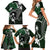 FSM Chuuk Family Matching Short Sleeve Bodycon Dress and Hawaiian Shirt Turtle Tropical Flowers Polynesian - Green