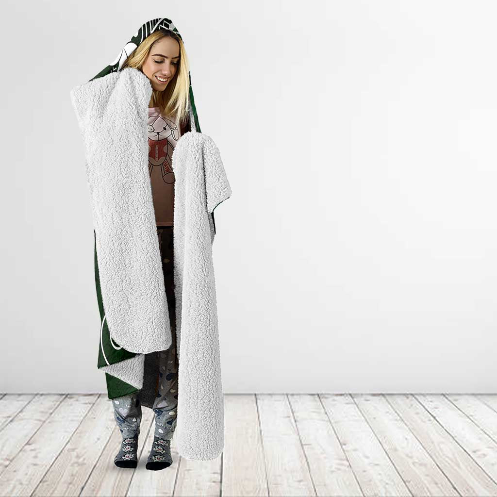 FSM Chuuk Hooded Blanket Turtle Tropical Flowers Polynesian - Green