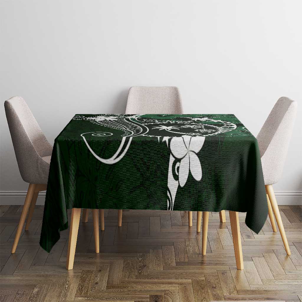 FSM Chuuk Tablecloth Turtle Tropical Flowers Polynesian - Green