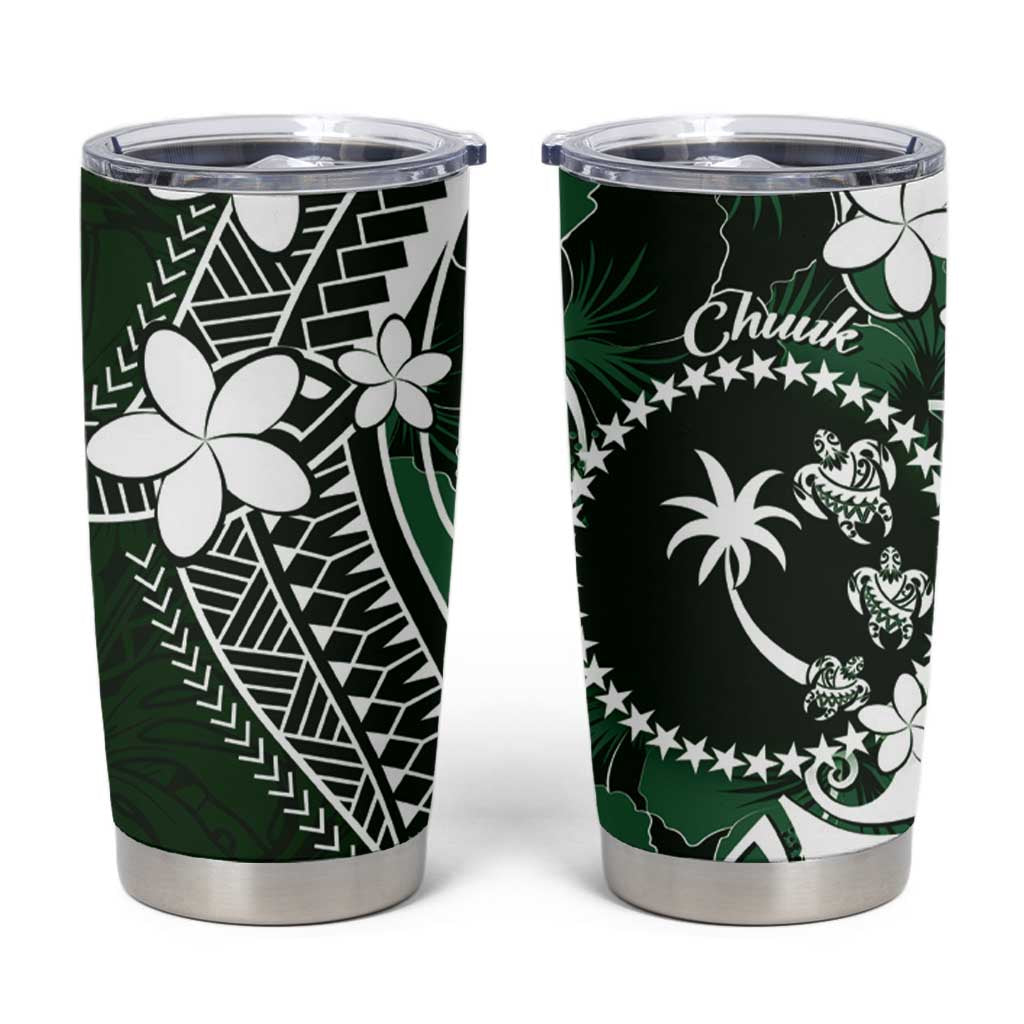 FSM Chuuk Tumbler Cup Turtle Tropical Flowers Polynesian - Green