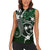 FSM Chuuk Women Sleeveless Polo Shirt Turtle Tropical Flowers Polynesian - Green