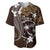 FSM Chuuk Baseball Jersey Turtle Tropical Flowers Polynesian - Brown