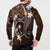 FSM Chuuk Button Sweatshirt Turtle Tropical Flowers Polynesian - Brown