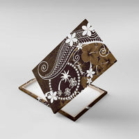 FSM Chuuk Canvas Wall Art Turtle Tropical Flowers Polynesian - Brown