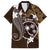 FSM Chuuk Family Matching Long Sleeve Bodycon Dress and Hawaiian Shirt Turtle Tropical Flowers Polynesian - Brown