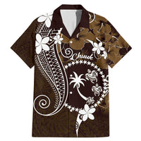 FSM Chuuk Family Matching Mermaid Dress and Hawaiian Shirt Turtle Tropical Flowers Polynesian - Brown