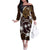 FSM Chuuk Family Matching Off The Shoulder Long Sleeve Dress and Hawaiian Shirt Turtle Tropical Flowers Polynesian - Brown