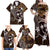 FSM Chuuk Family Matching Off Shoulder Maxi Dress and Hawaiian Shirt Turtle Tropical Flowers Polynesian - Brown