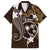 FSM Chuuk Hawaiian Shirt Turtle Tropical Flowers Polynesian - Brown