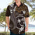 FSM Chuuk Hawaiian Shirt Turtle Tropical Flowers Polynesian - Brown