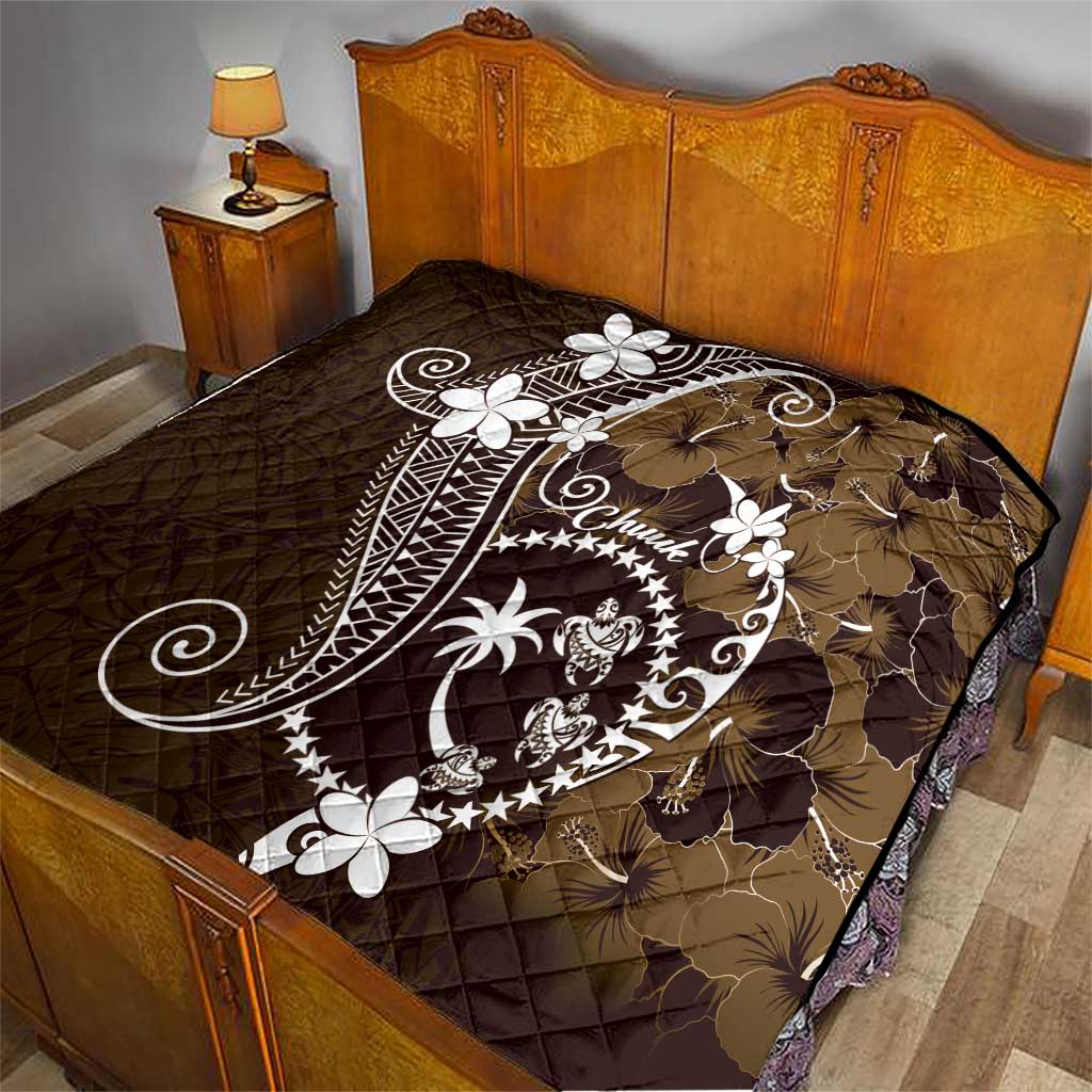 FSM Chuuk Quilt Turtle Tropical Flowers Polynesian - Brown