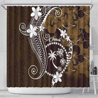 FSM Chuuk Shower Curtain Turtle Tropical Flowers Polynesian - Brown
