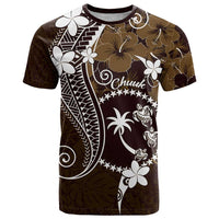 FSM Chuuk T Shirt Turtle Tropical Flowers Polynesian - Brown