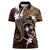 FSM Chuuk Women Polo Shirt Turtle Tropical Flowers Polynesian - Brown