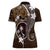 FSM Chuuk Women Polo Shirt Turtle Tropical Flowers Polynesian - Brown