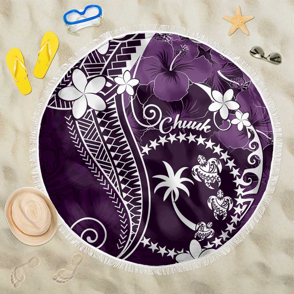 FSM Chuuk Beach Blanket Turtle Tropical Flowers Polynesian - Purple