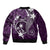 FSM Chuuk Bomber Jacket Turtle Tropical Flowers Polynesian - Purple