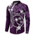 FSM Chuuk Button Sweatshirt Turtle Tropical Flowers Polynesian - Purple