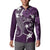 FSM Chuuk Button Sweatshirt Turtle Tropical Flowers Polynesian - Purple