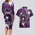 FSM Chuuk Couples Matching Long Sleeve Bodycon Dress and Hawaiian Shirt Turtle Tropical Flowers Polynesian - Purple