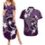 FSM Chuuk Couples Matching Summer Maxi Dress and Hawaiian Shirt Turtle Tropical Flowers Polynesian - Purple