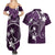 FSM Chuuk Couples Matching Summer Maxi Dress and Hawaiian Shirt Turtle Tropical Flowers Polynesian - Purple